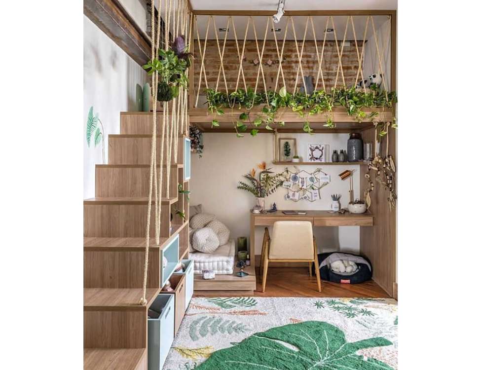 Phong cách Boho / cá tính – điểm nhấn tranh, cây xanh, phụ kiện decor