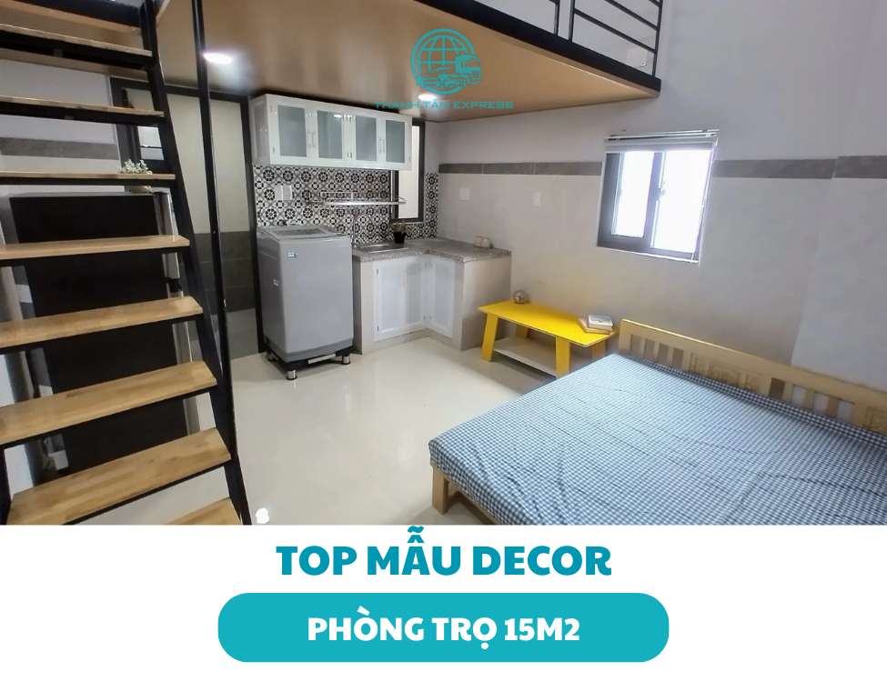 decor phòng trọ 15m2 không gác
