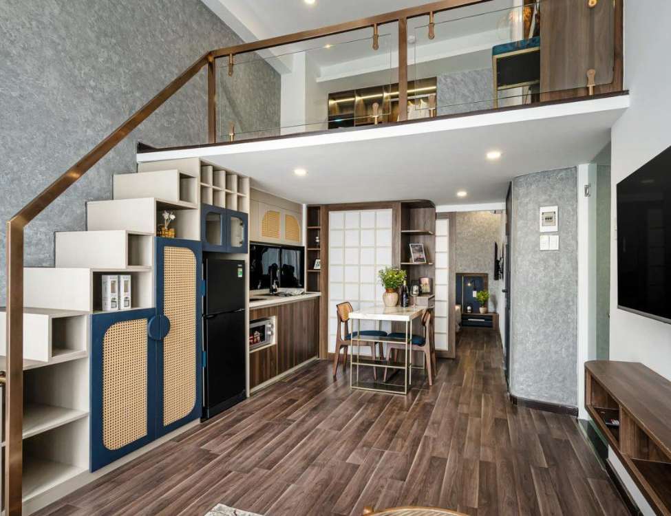 Thiết kế phòng trọ có gác lửng hoặc diện tích lớn hơn (~20–30 m²)