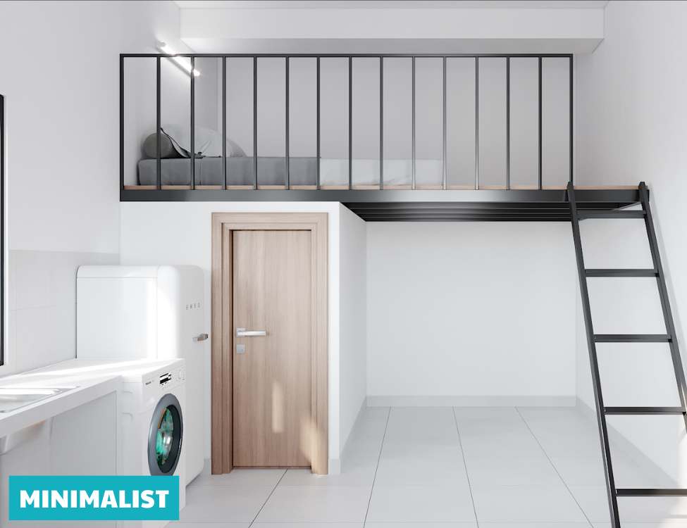 decor phòng trọ 10m2 có gác lửng