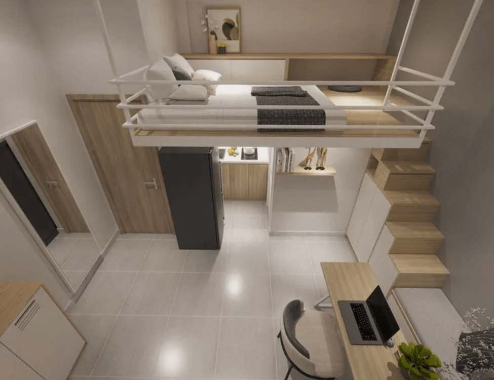Thiết kế phòng trọ 12m2 có gác lửng thông minh