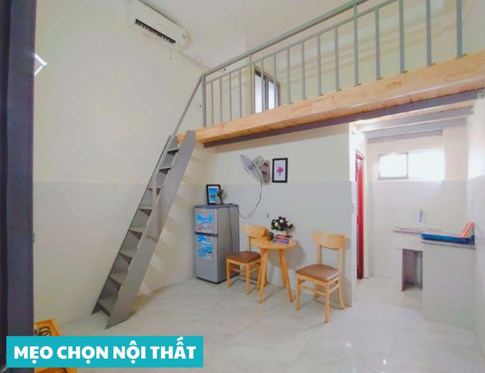 decor phòng trọ 15m2 có gác